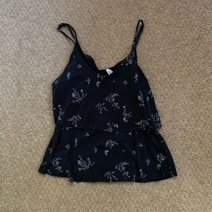 Mudd Dark Grey Flower Top